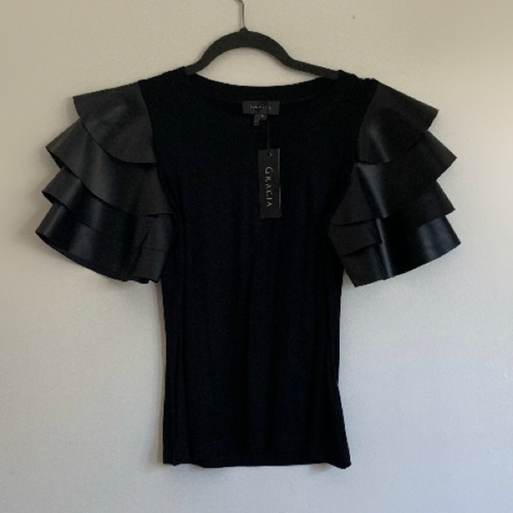 BRAND NEW Black Shirt with Layered Sleeves